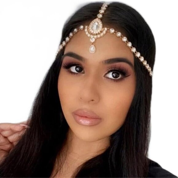 Accessories - Head Chain Jewelry Crystal Boho Gold Headpiece 1920 Wedding Hair Accessories for